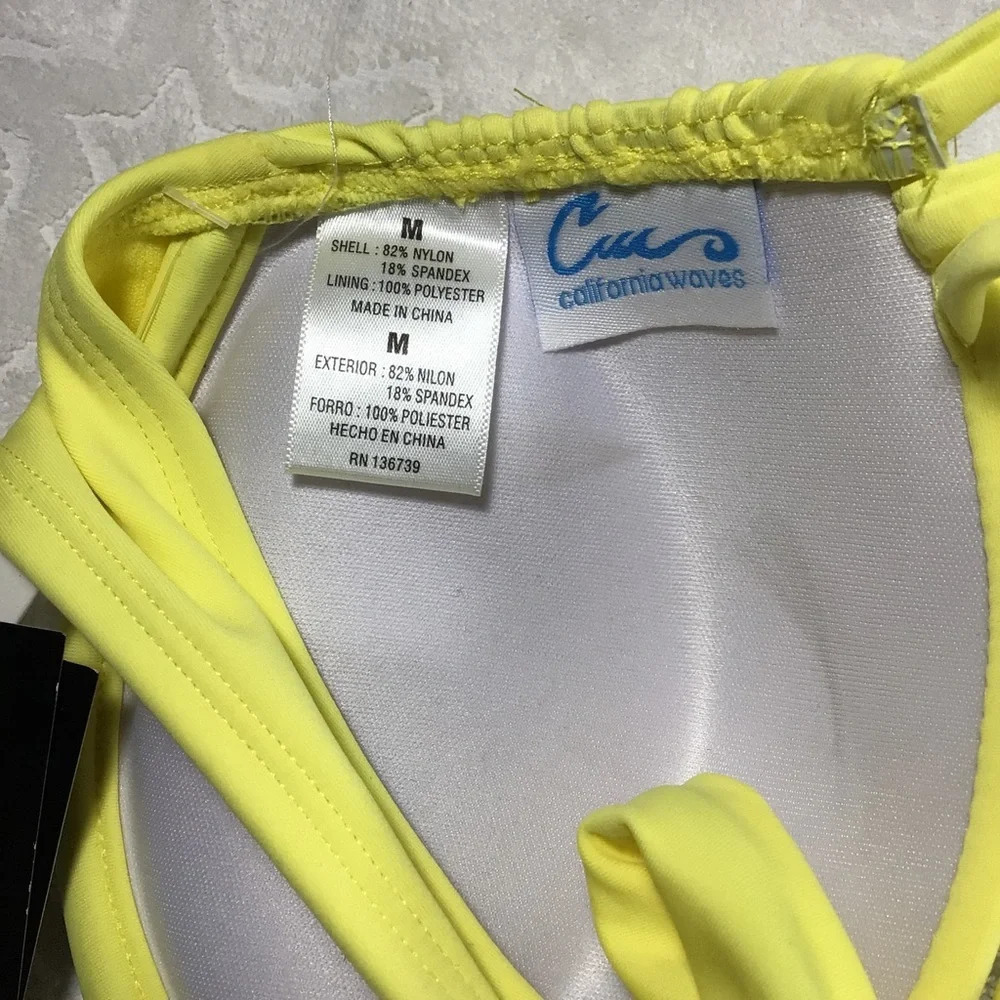 California Waves Lemon Yellow Underwire Bikini Top - Size Medium - Picture 5 of 8